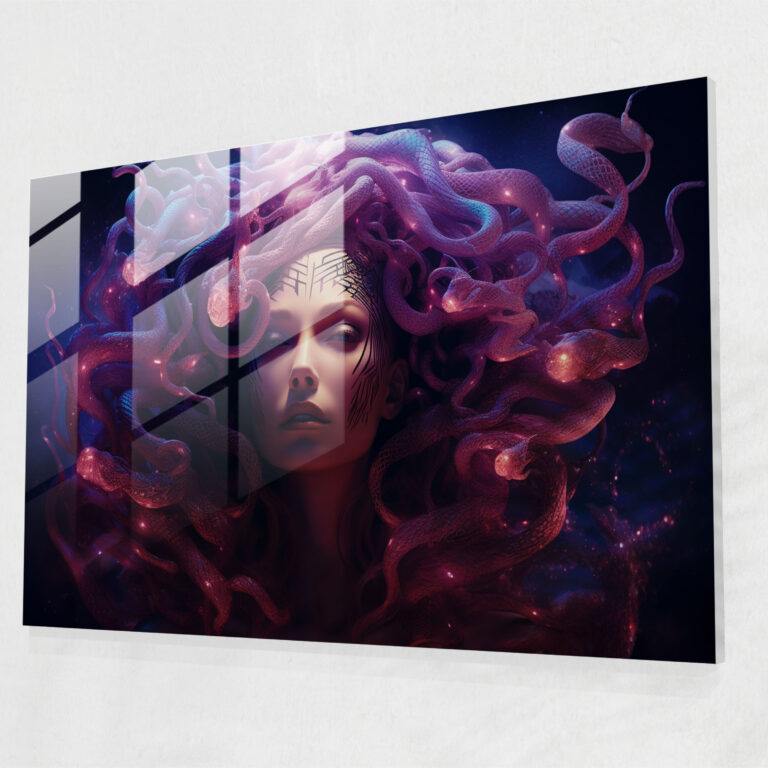 Mitoloji Cam Tablosu - Esrarengiz Medusa - Mitoloji Cam Tablo Modern Sanat