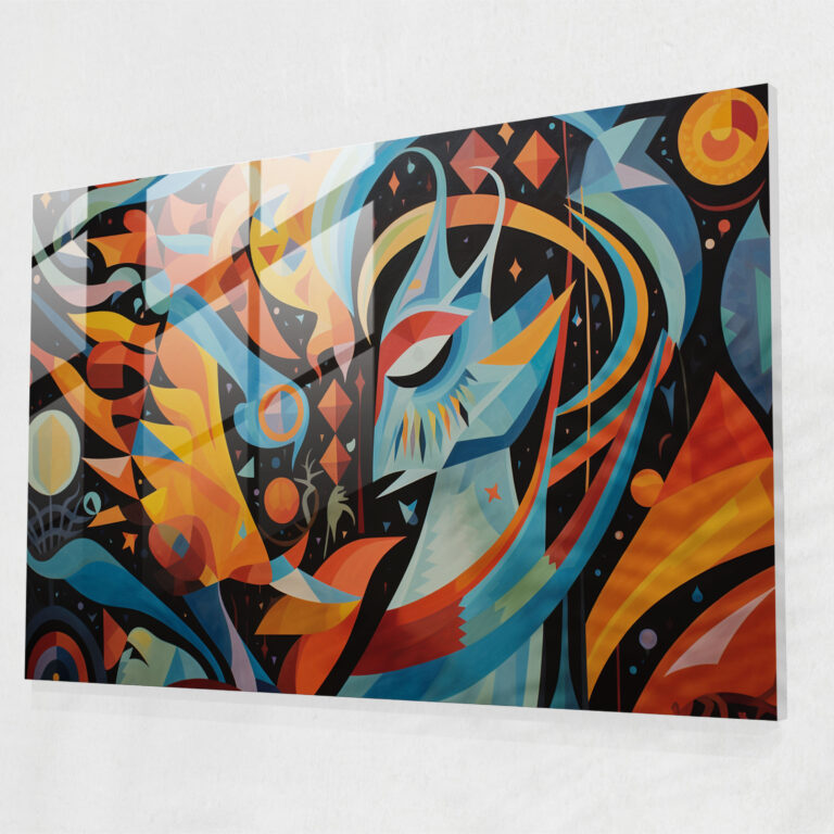 Efsanevi Desenler Cam Duvar Sanatı - Mitoloji Ev Dekorasyonu Modern Sanat Geometrik Soyutlama
