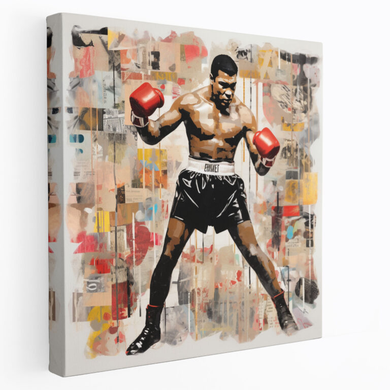 Muhammad Ali Kanvas Tablo - Kolaj Poster - Muhammad Ali Kolaj Sanatı Duvar Dekoru