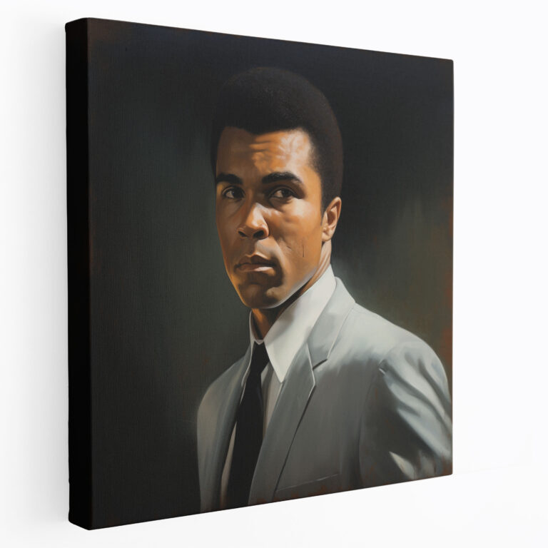 Muhammad Ali Kanvas Tablo - Gerçekçi Portre Koleksiyonu - Duvar Sanatı Kanvas Muhammad Ali
