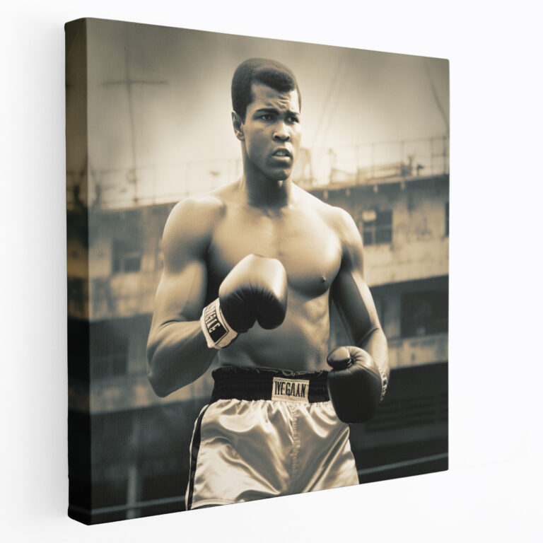 Muhammad Ali İlham Veren Kanvas Tablo - Eğitim ve Azim Temalı