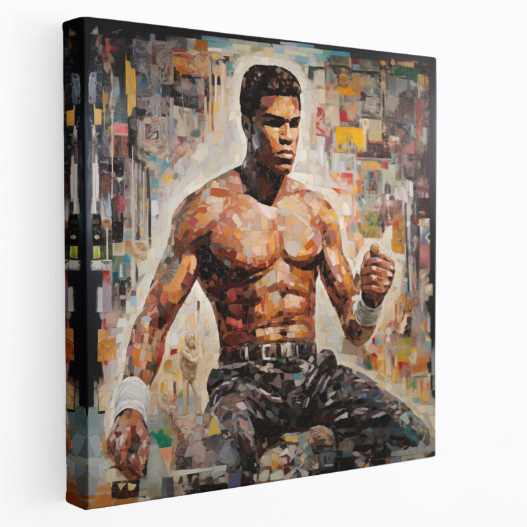 Muhammad Ali Mozaik Duvar Dekorasyonu - Etkileyici Anlar ile Kanvas Tablo
