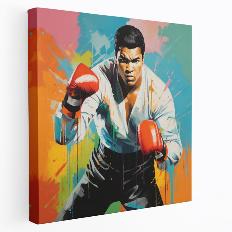 Muhammad Ali Kanvas Tablo - Renkli Pop Sanat Duvar Tablosu - Muhammad Ali Pop Sanat Canlı Duvar Sanatı