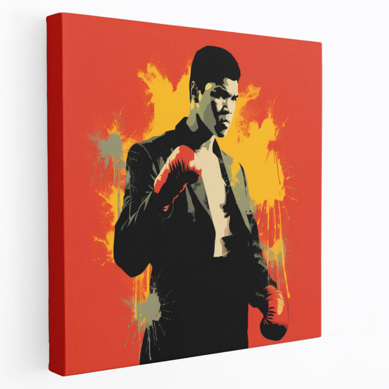 Muhammad Ali Duvar Sanatı - Minimalist Siluet Kanvas Tablo - Boks Duvar Dekorasyonu
