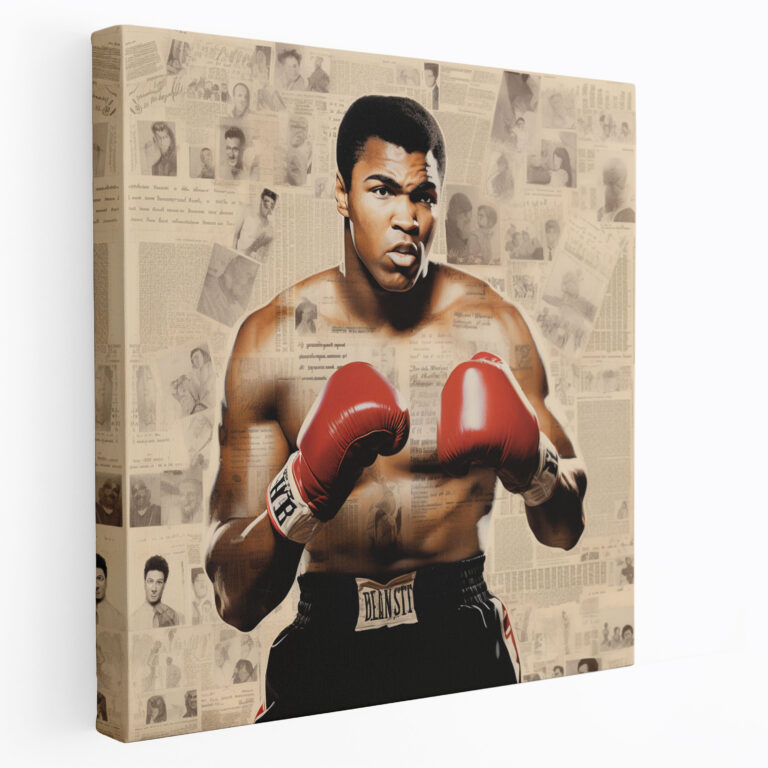Muhammad Ali Duvar Sanatı - Kollaj Kanvas Tablo