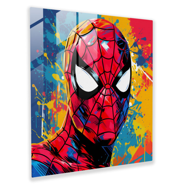 Marvel Cam Tablo - Pop Art Spider-Man - Marvel Örümcek Adam Cam Tablo Cam Sanatı