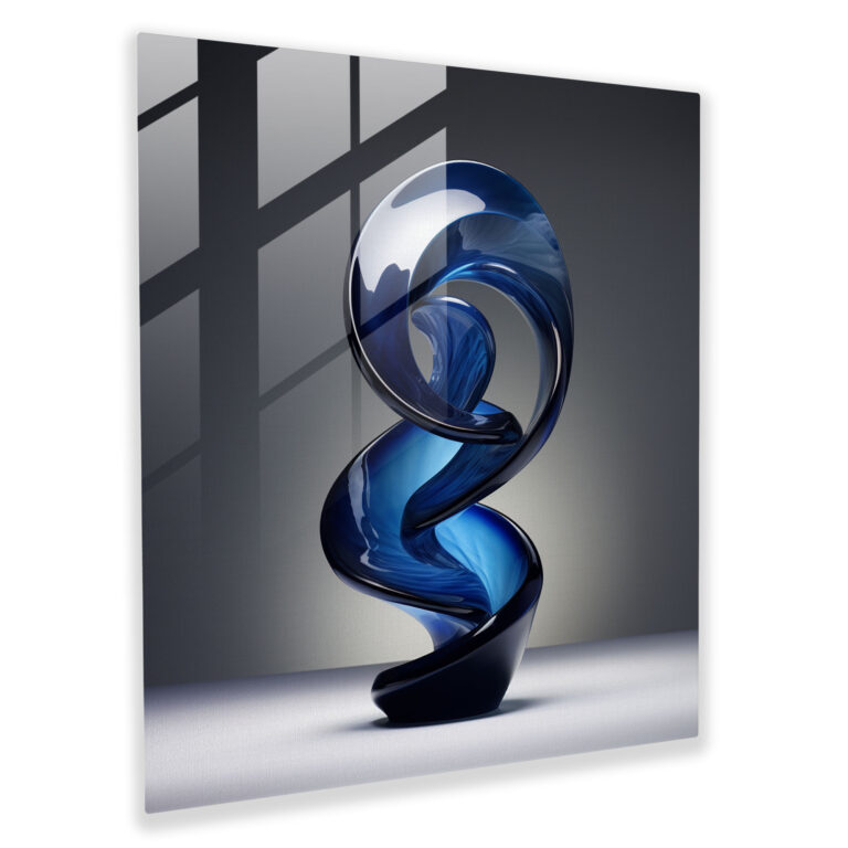Navy Spiral Cam Sanatı - Zarif Spiral Desenli Cam Heykel