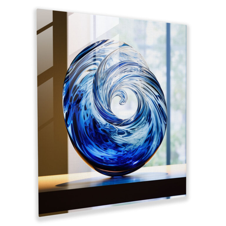 Whirling Depths Cam Sanatı - Lacivert Ev Dekorasyonu Cam Sanatı Wirlopl