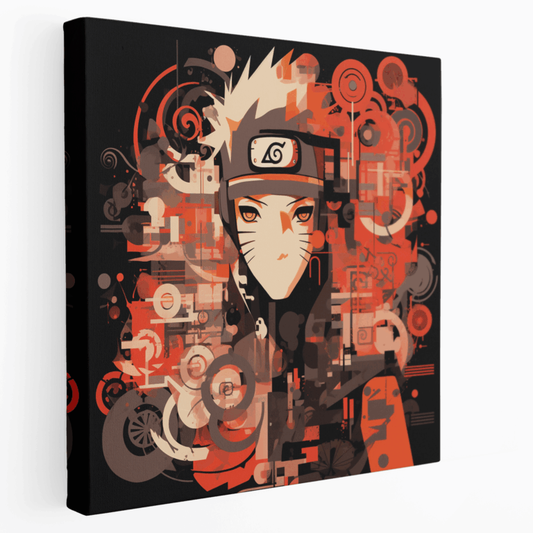 Naruto Sembolleri Kolajlı Soyut Kanvas Tablo Baskı