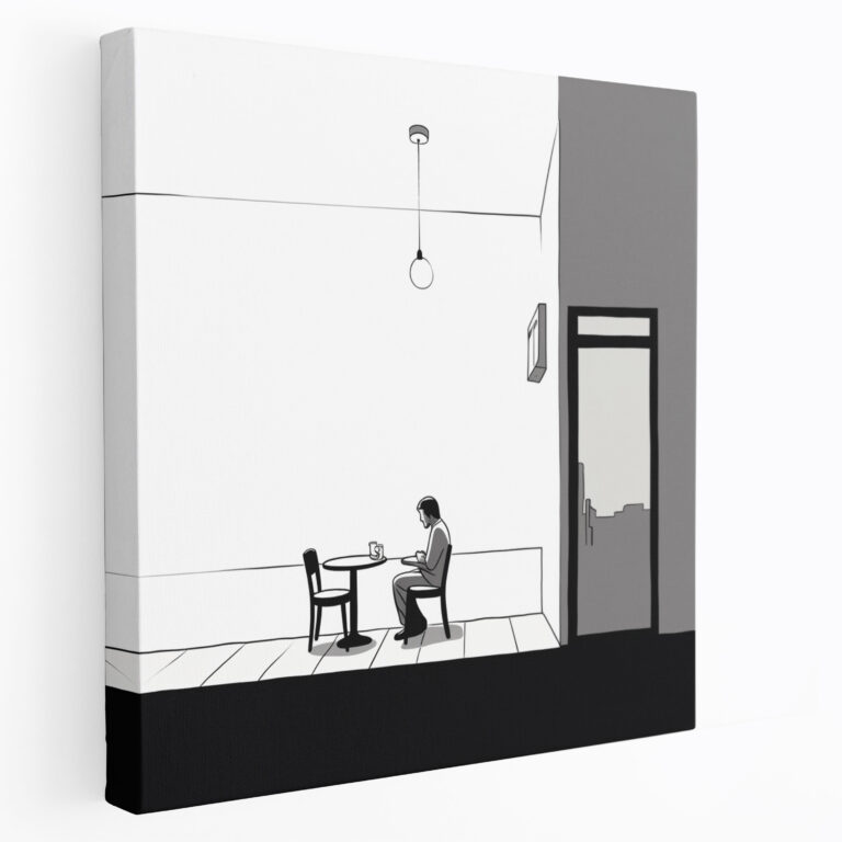 Nighthawks Duvar Dekorasyonu - Kanvas Tablo Duvar Sanatı Yalnız Figür