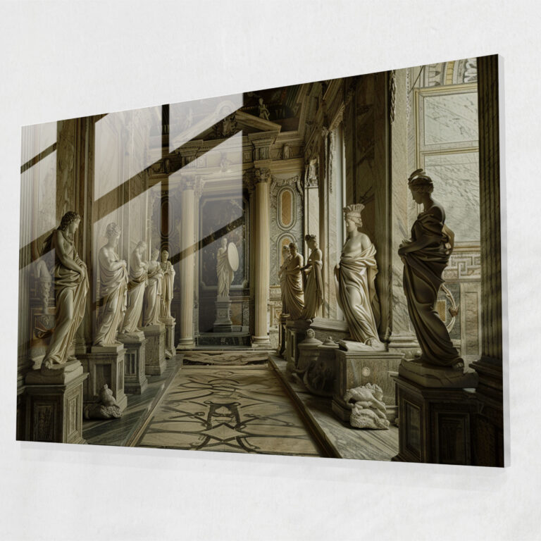 Neoklasik Modern Sanat Cam Tablo - Ev Dekorasyonu Cam Tablo Neoklasik Sanat
