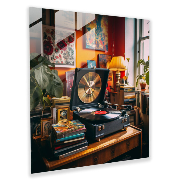 Vinyl Nostalji Cam Tablo - Modern Sanat Hatıralar Nostaljik Atmosfer