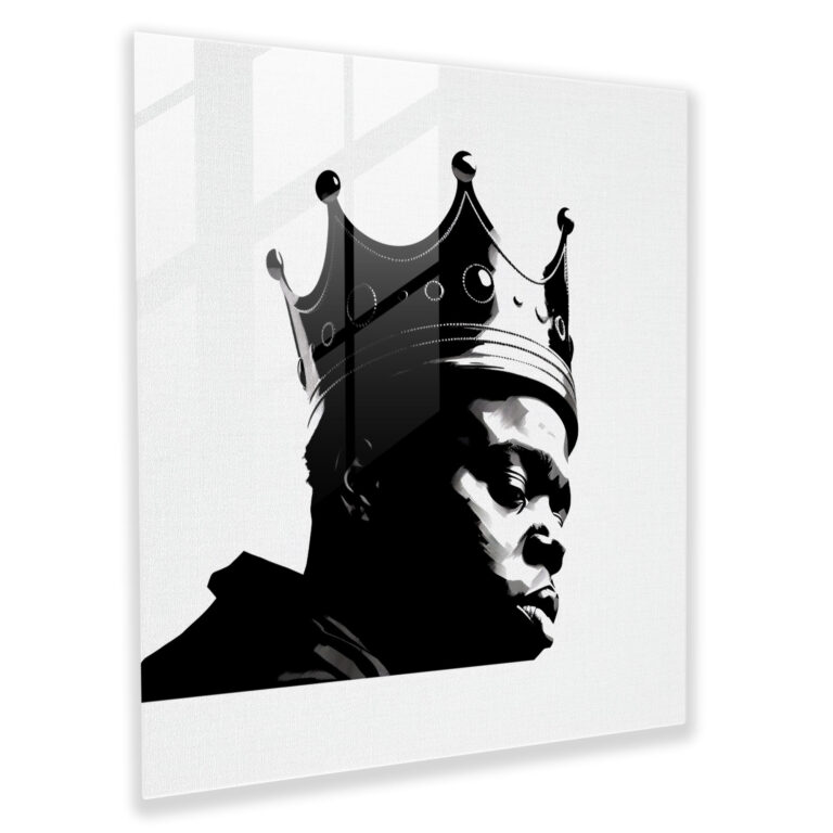 Notorious Big Cam Tablo - Minimalist Siyah Beyaz - Duvar Sanatı Cam Tablo Duvar Dekorasyonu