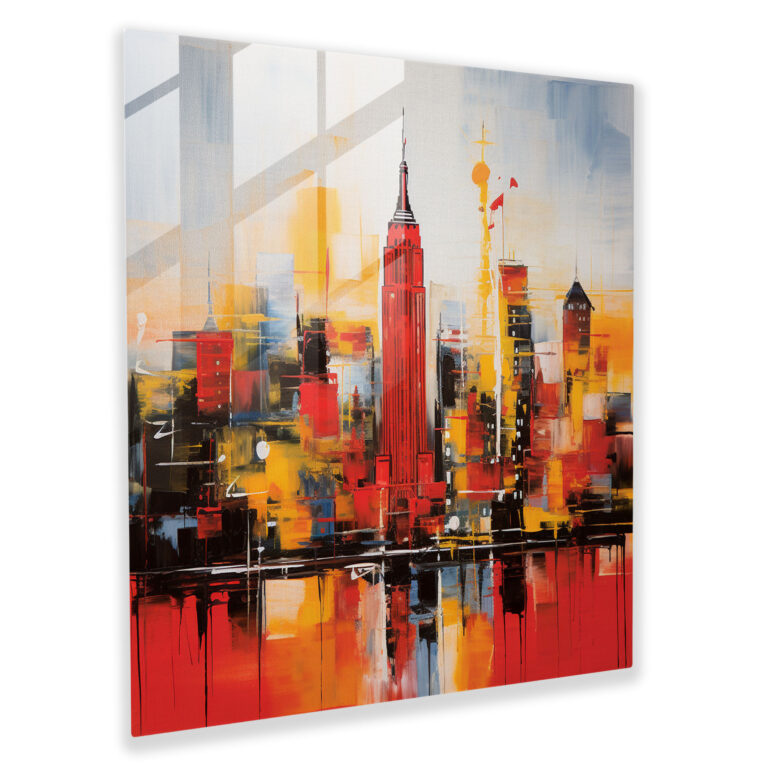 Canlı Empire State Binası Cam Tablo - Soyut Modern Sanat - Duvar Dekorasyonu Ev Dekorasyonu