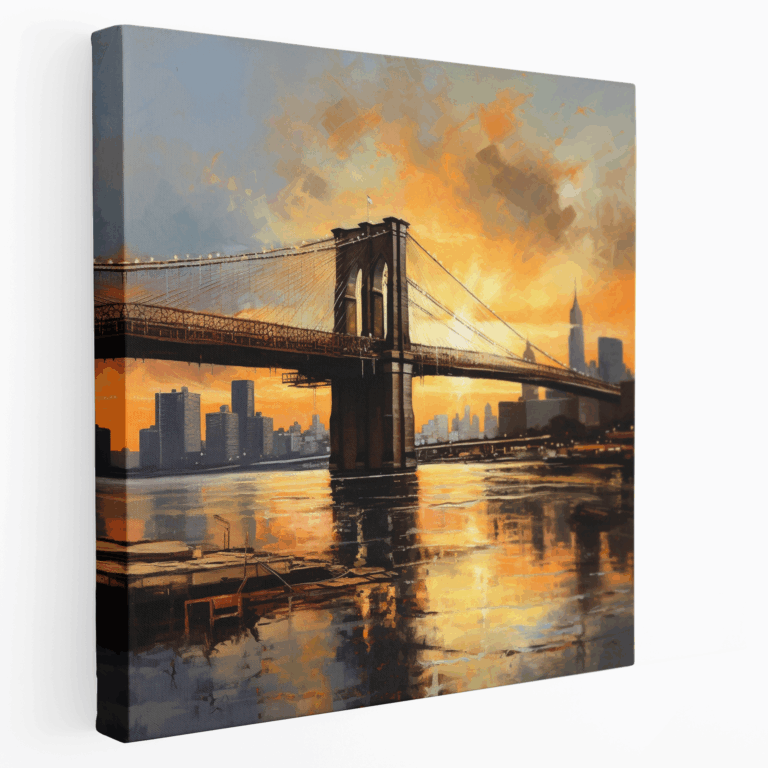 Brooklyn Köprüsü Güneş Doğuşu Yağlı Boya Kanvas Tablo