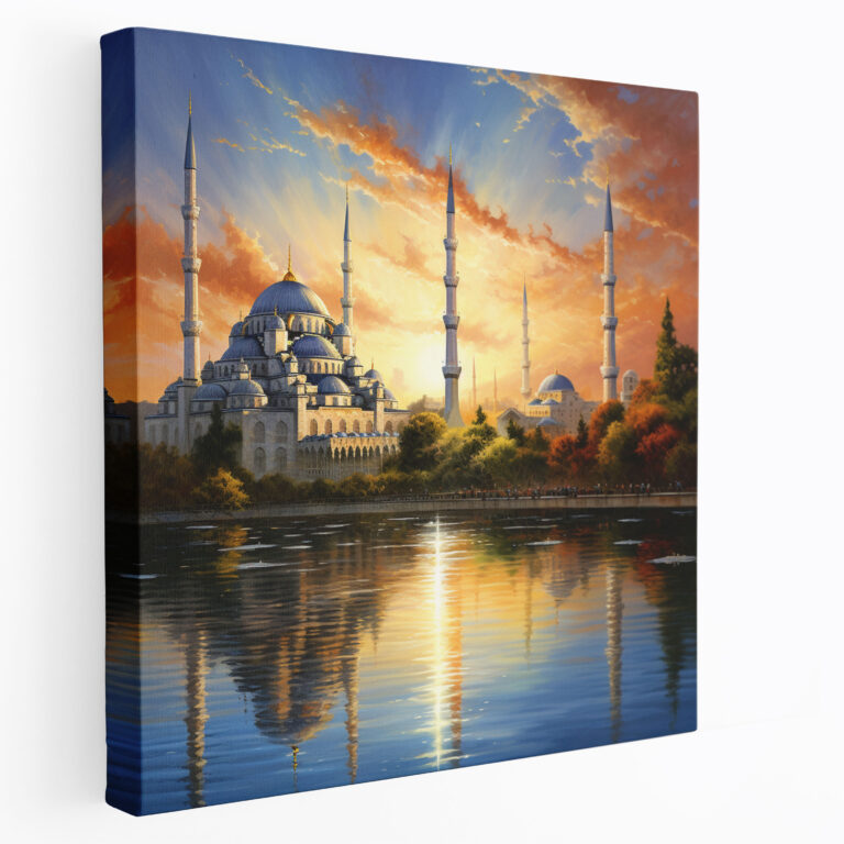 Mavi Camii Günbatımı Kanvas Tablo
