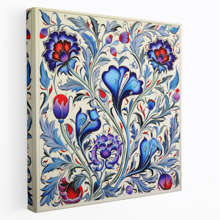 Iznik Çini Esintili Seramik Kanvas Tablo Baskı