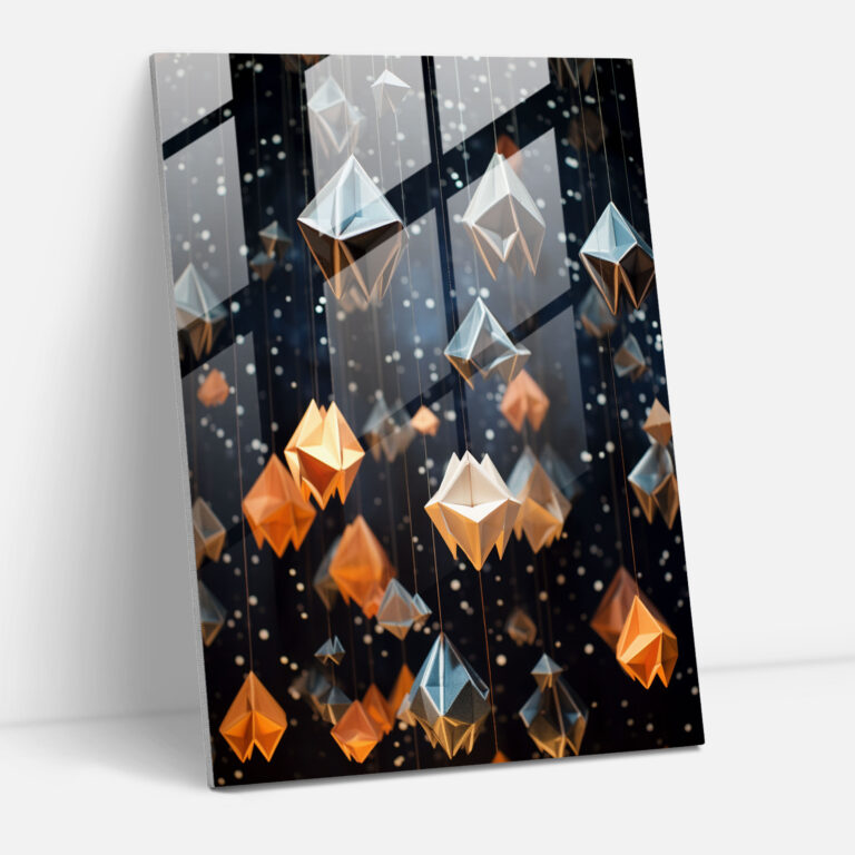 Yıldızlı Origami Cam Tablo Sanatı - Origami Cam Tablo Merakı Tetikleyen Büyüleyici