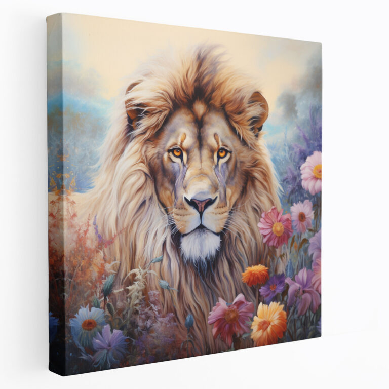 Pastel Duvar Dekorasyonu - Aslan Portre Kanvas Tablo Baskı - Pastel Aslan Portre Ev Dekorasyonu
