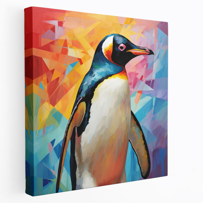 Penguen Duvar Dekorasyonu - Soyut Geometrik Penguen Tablosu - Penguen Geometrik Penguen Sanatı Penguen Duvar Süsü Benzersiz Penguen Sanatı
