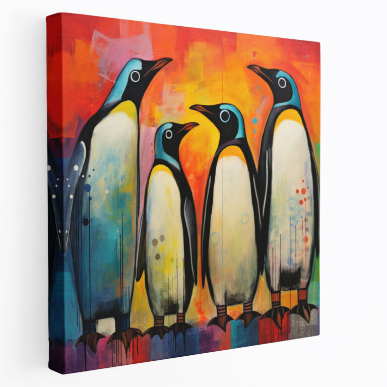 Modern Penguenler Soyut Kanvas Tablo - Duvar Dekorasyonu - Göz Alıcı