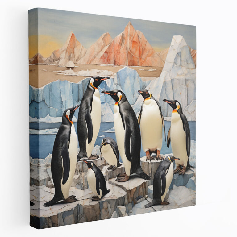 Penguenler Kolaj Kanvas Tablo - Sanatsal Medya Karışımı - Penguen Karışık Medya Kolaj Duvar Sanatı Kanvas Duvar Sanatı