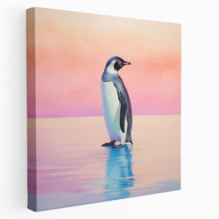 Penguen Duvar Sanatı - Minimalist Suluboya Siluet - Penguen Penguen Silueti Minimalist Suluboya Tablo Duvar Dekorasyonu