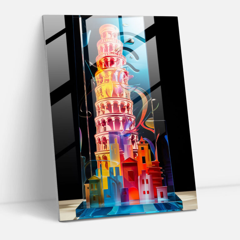 Pisa Eğik Kulesi Soyut Cam Sanatı - Pisa Eğik Kulesi Soyut Cam Sanatı Cam Duvar Sanatı