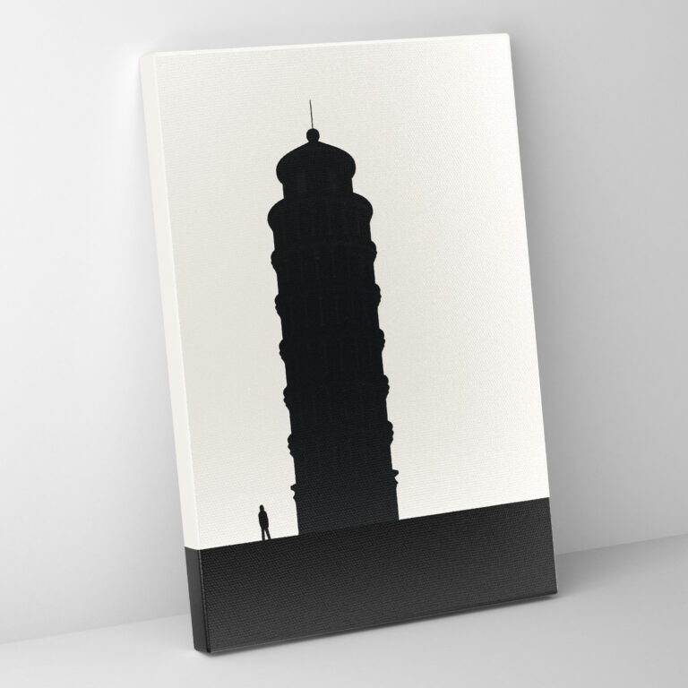 Pisa Eğik Kulesi Minimalist Duvar Sanatı - Duvar Dekorasyonu Kanvas Tablo