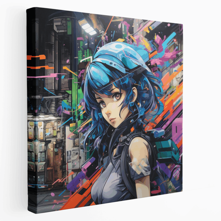 Fütüristik Anime Şehir Manzarası Graffiti Kanvas Tablo
