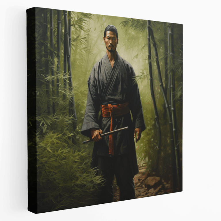Bambu Ormanında Samurai Savaşçısı Kanvas Tablo