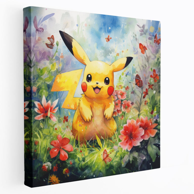 Pokemon Kanvas Tablo: Canlı Su Rengi Pikachu Duvar Sanatı - Pokemon Kanvas Tablo Su Rengi Resim Duvar Dekorasyonu