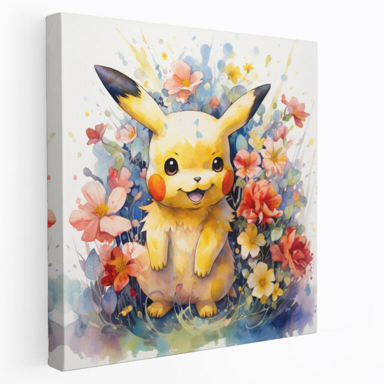 Pokemon Kanvas Tablo - Canlı Suluboya Pikachu Duvar Sanatı