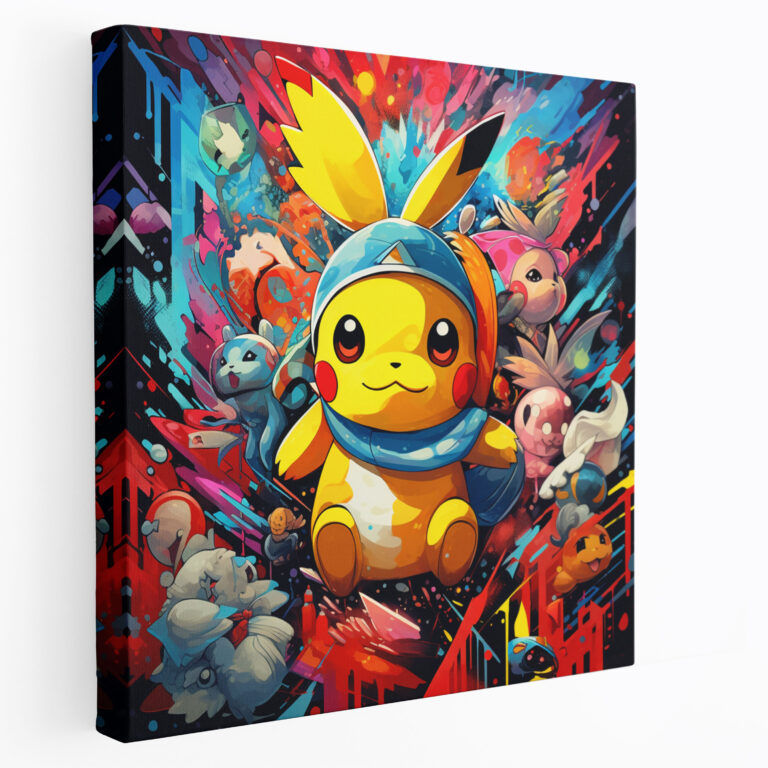 Pokemon Kanvas Tablo - Retro Pop Art Pokemon Duvar Sanatı - Pokemon Ev Dekorasyonu Retro Tarz Kanvas Tablo
