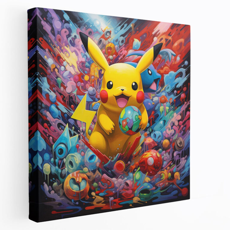 Pokemon Kanvas Tablo: Renkli Soyut Resim - Duvar Sanatı Pokemon