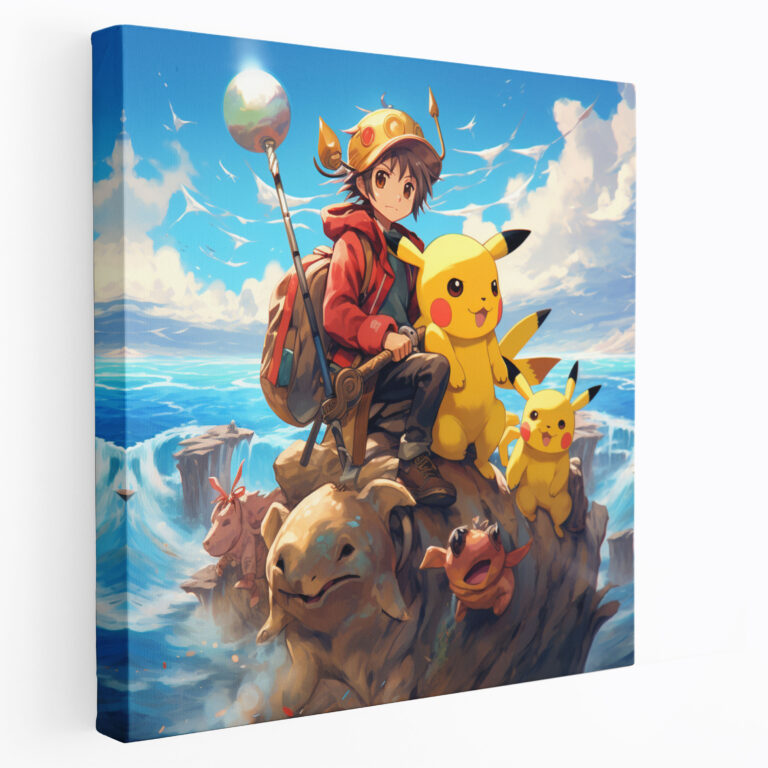 Pokemon Duvar Sanatı: Pikachu ve Arkadaşları Epik Macerada - Ev Dekorasyonu için Kanvas Tablo