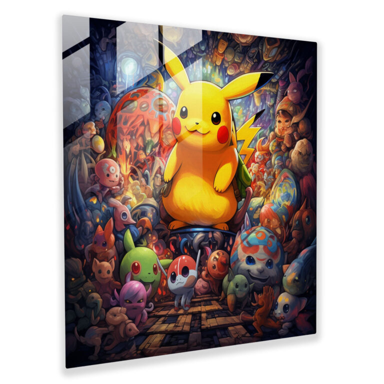 Pixel Art Pokemon Parti: Cam Tablo - Pokemon Modern Sanat Ev Dekorasyonu Pikachu