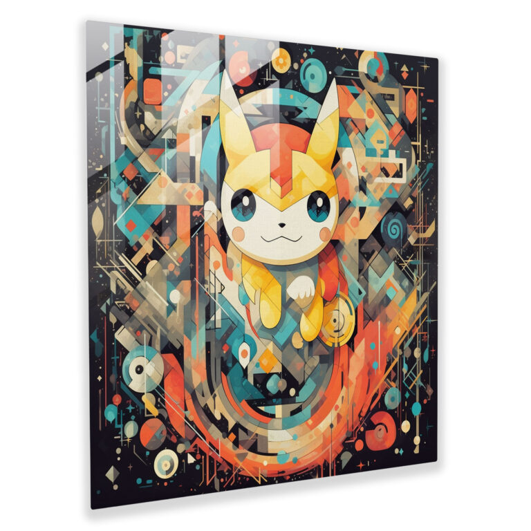 Pokemon Geometrik Soyut Cam Tablo - Yaratıcı Ruh Cam Sanatı Ev Dekorasyonu