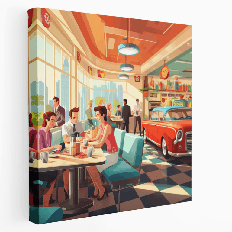 Retro Diner Esintili Kanvas Tablo