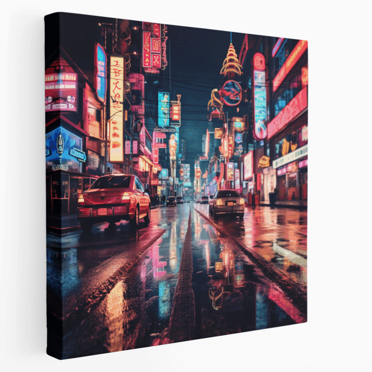 80'ler Retro Neon Şehir Kanvas Tablo Baskı