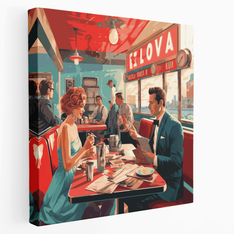 Retro Diner Reklamı Kanvas Tablo