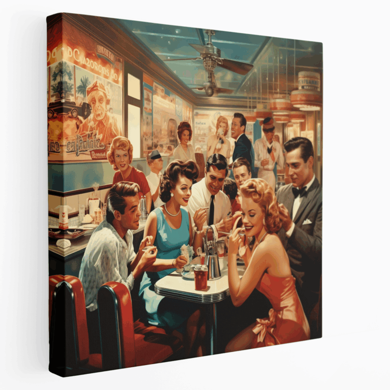 Retro Diner Keyfi Kanvas Tablo