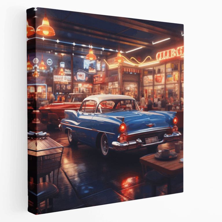 Retro Diner Nostaljisi Kanvas Tablo