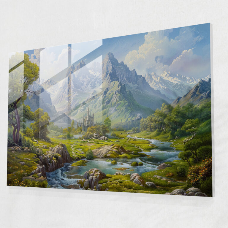 Huzurlu Manzara Cam Tablo - Ön-Raphael Kardeşlik Cam Duvar Sanatı Modern Sanat Duvar Dekorasyonu