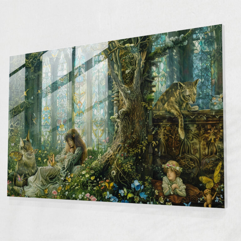 Rüya Gibi Fantastik Cam Tablo - Pre-Raphaelite Kardeşlik Duvar Dekorasyonu Cam Duvar Sanatı Cam Sanatı