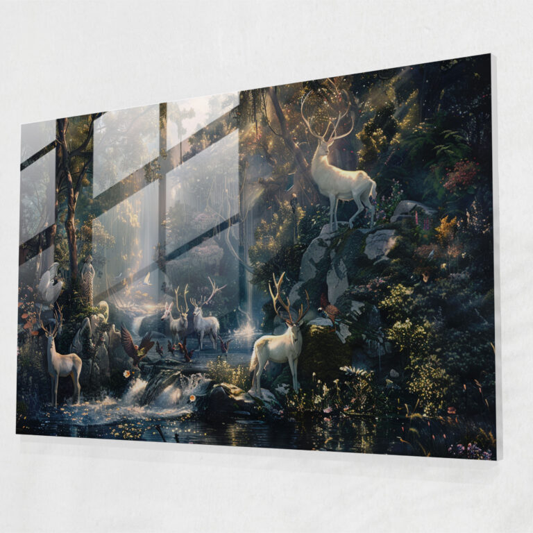 Efsanevi Yaratıklar Cam Tablo - Pre-Raphaelite Brotherhood Modern Sanat Cam Duvar Sanatı