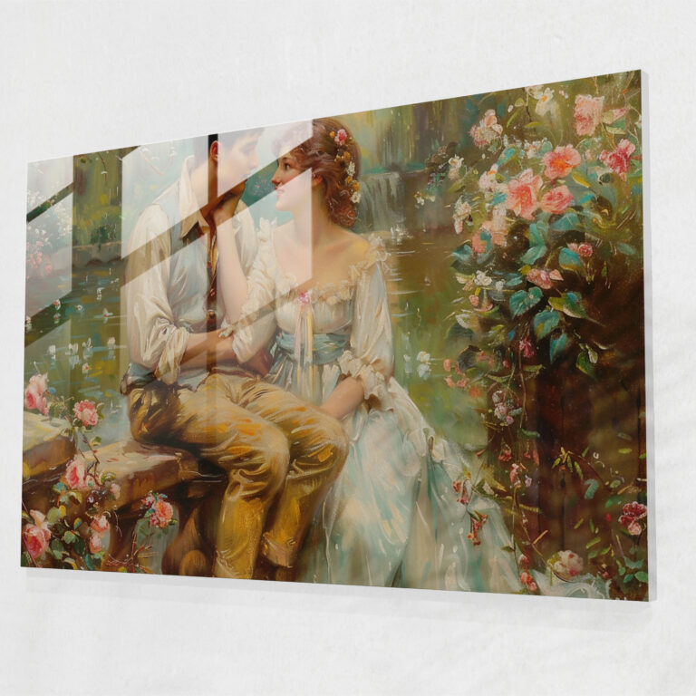 Romantik Bahçe Cam Tablo - Pre-Raphaelite Kardeşlik Duvar Dekorasyonu Cam Sanatı Modern Sanat