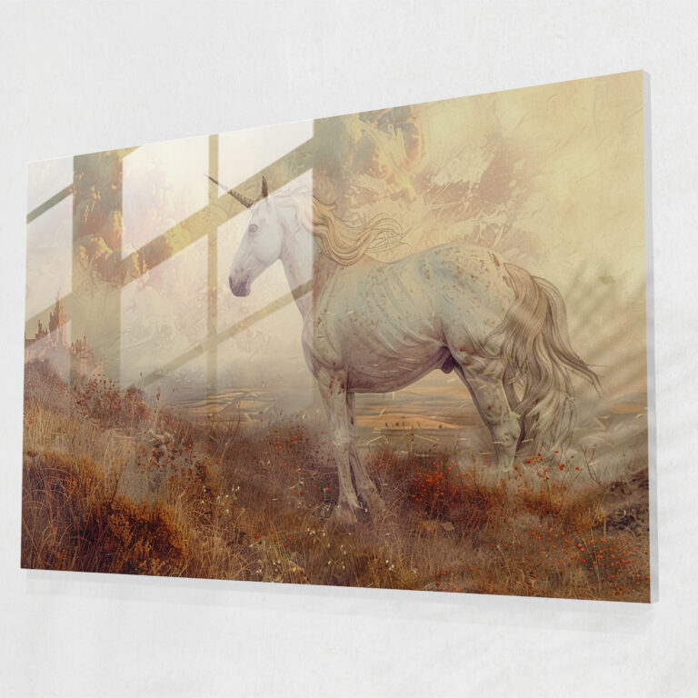 Dreamy Unicorn Cam Tablo Sanatı - Ön-Raphael Kardeşlik Cam Tablo Sanatı