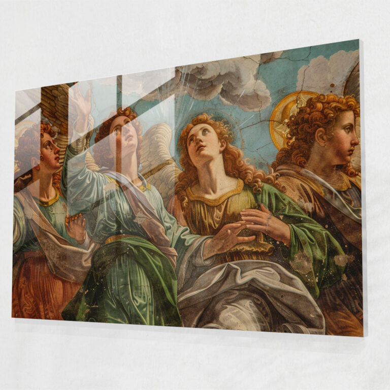 Cennetsel Azizler Cam Tablo - Ön-Raphael Kardeşlik Cam Sanatı Duvar Dekorasyonu Modern Sanat
