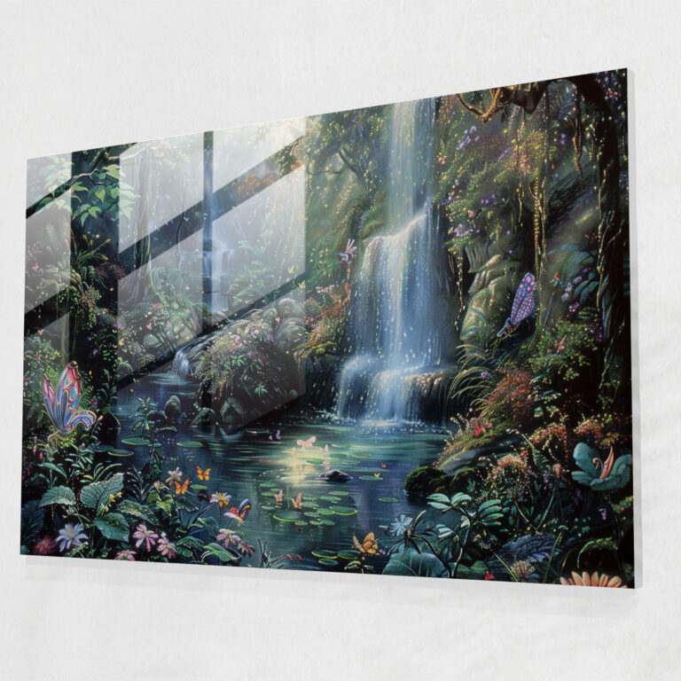 Büyülü Orman Cam Tablosu - Pre-Raphaelite Brotherhood Cam Sanatı Cam Tablo Periler